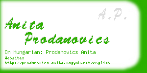 anita prodanovics business card